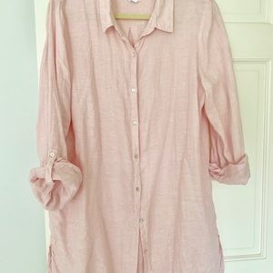 Sigrid Olsen pale pink linen shirt
